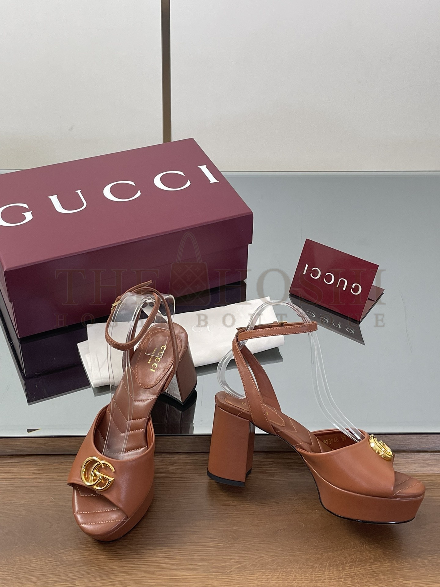 Gvc*1 GG D1am0nd Quilted Embroidery Platform Sandals 8.5cm Heel 2.5cm Platform Master Quality