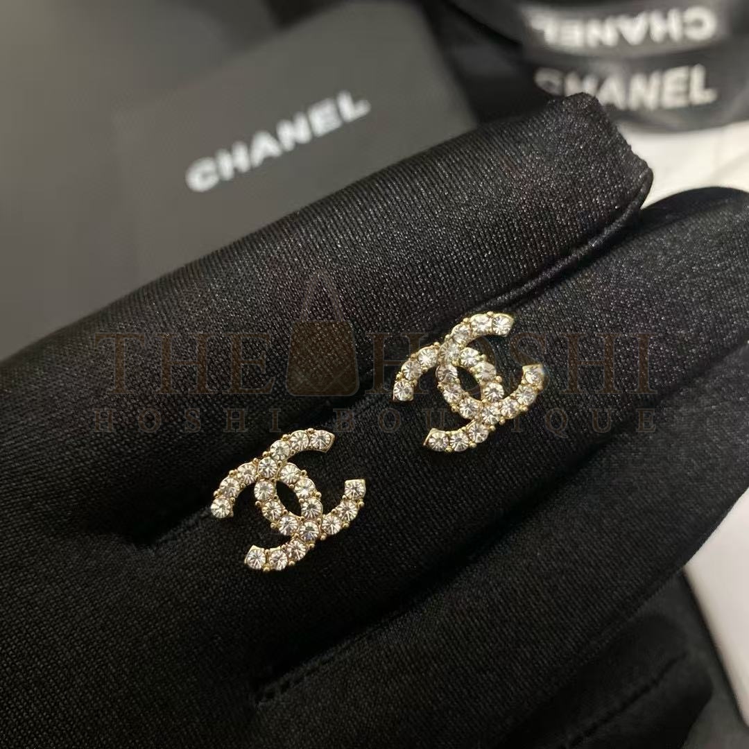 Ch**el CC Crystal Earrings 1.2x1.5cm Gold Silver A1102 Master Quality