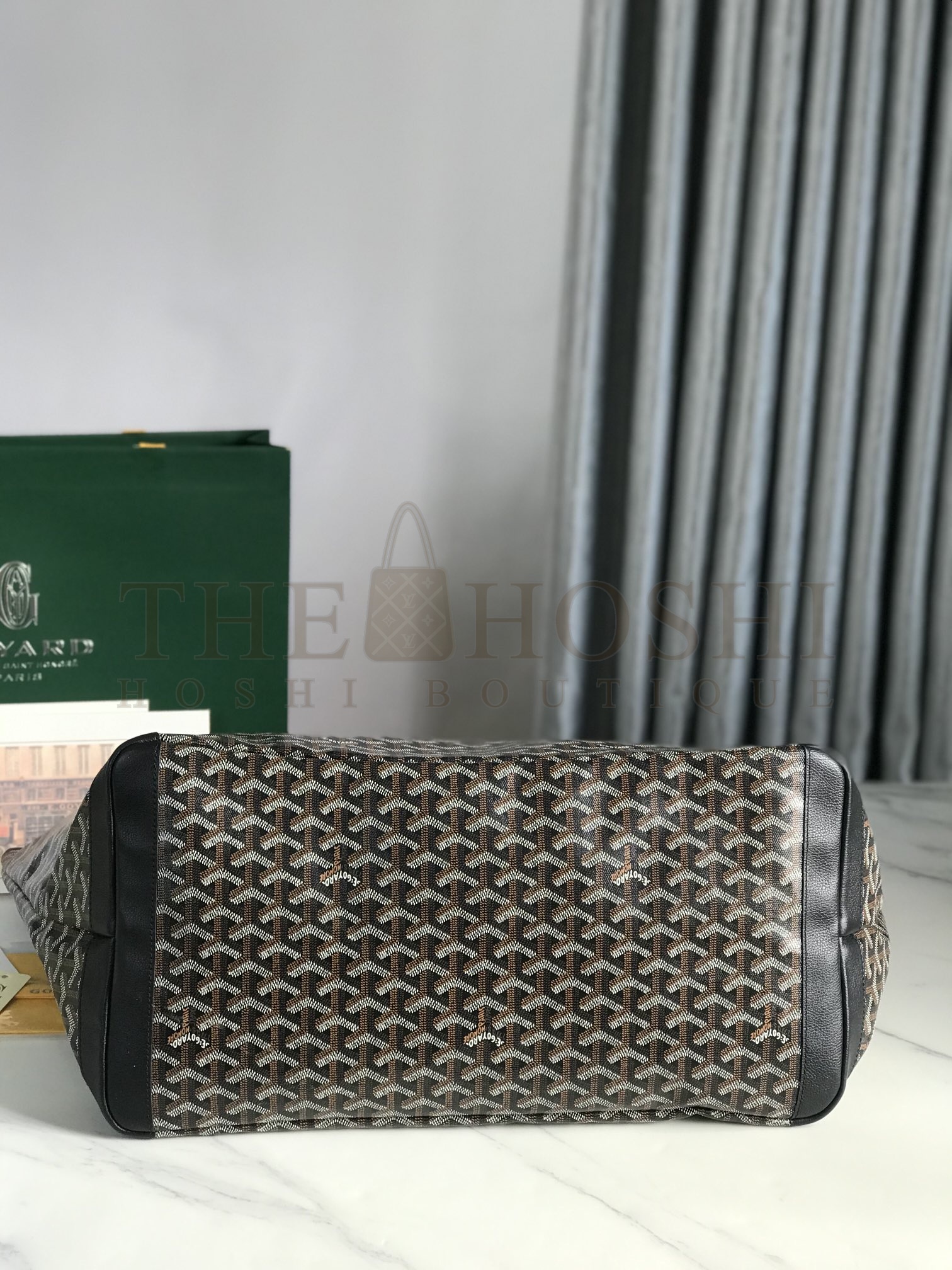 G09ard G09ard Artois GM Large Tote Bag Black Brown Coated Canvas Leather Trim Top Handle   Base Size 30*23.5*13cm/35cm*27cm*14cm Master Quality