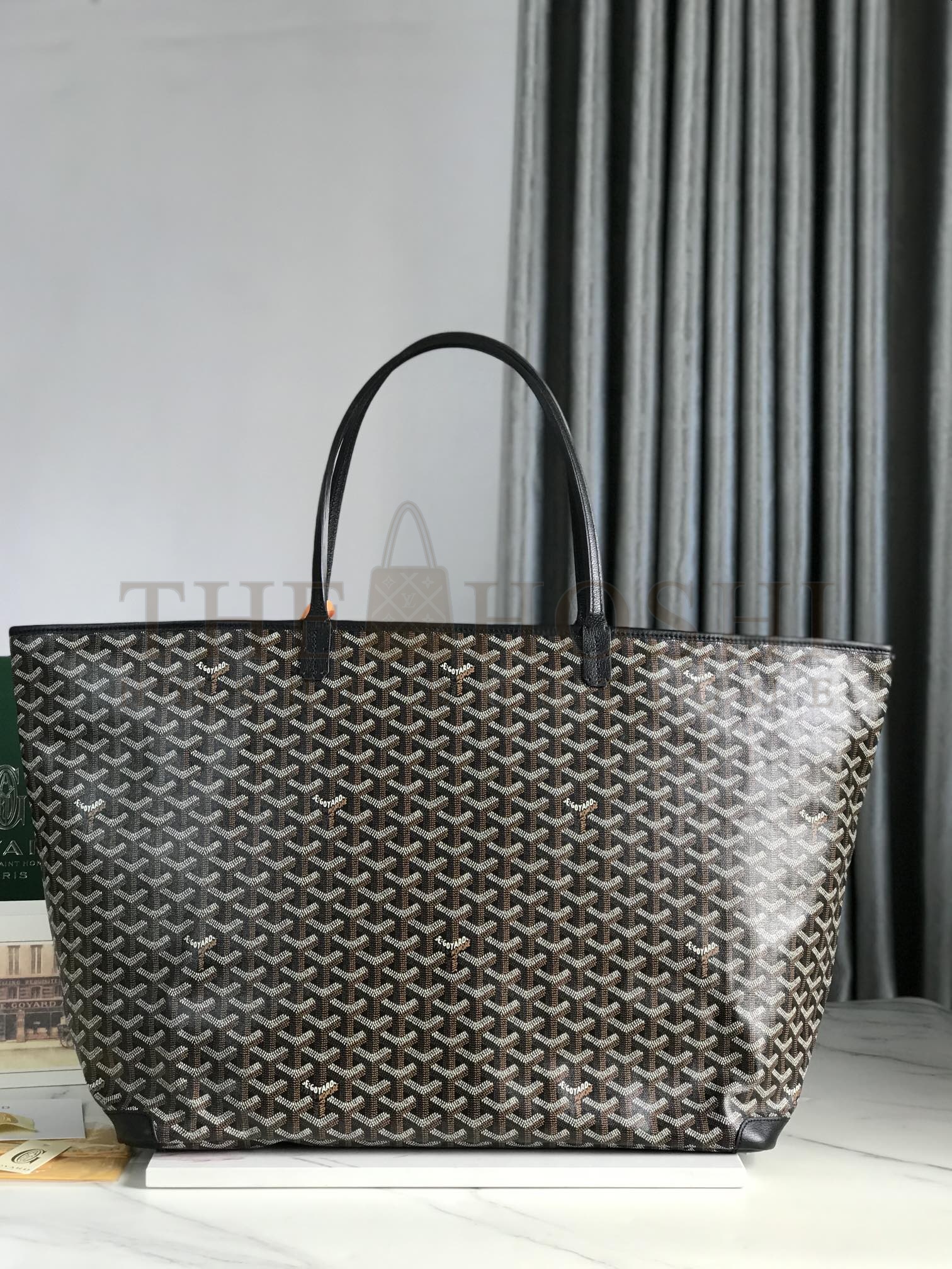 G09ard G09ard Artois GM Large Tote Bag Black Brown Coated Canvas Leather Trim Top Handle   Base Size 30*23.5*13cm/35cm*27cm*14cm Master Quality