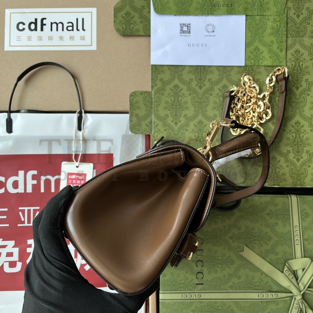 Gvc*1 Brown Horsebit Leather Top Handle Crossbody Bag Master Quality