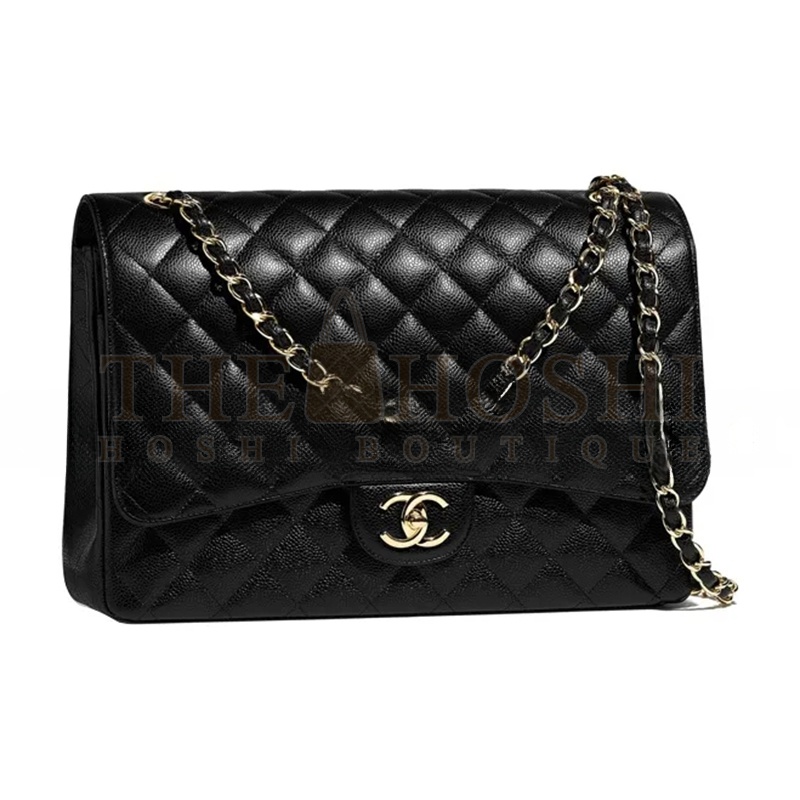 Ch**el CLASSIC FLAP GRAIN EMBOSSED BLACK A58601 Y01864 C3906 (33*23*10cm) Master Quality