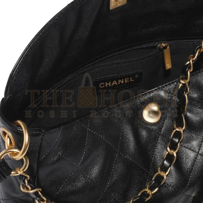 Ch**el HOBO HANDBAG GRAINED CALFSKIN &amp; GOLD-TONE METAL BLACK AS4668 (30*21.5*5cm) Master Quality