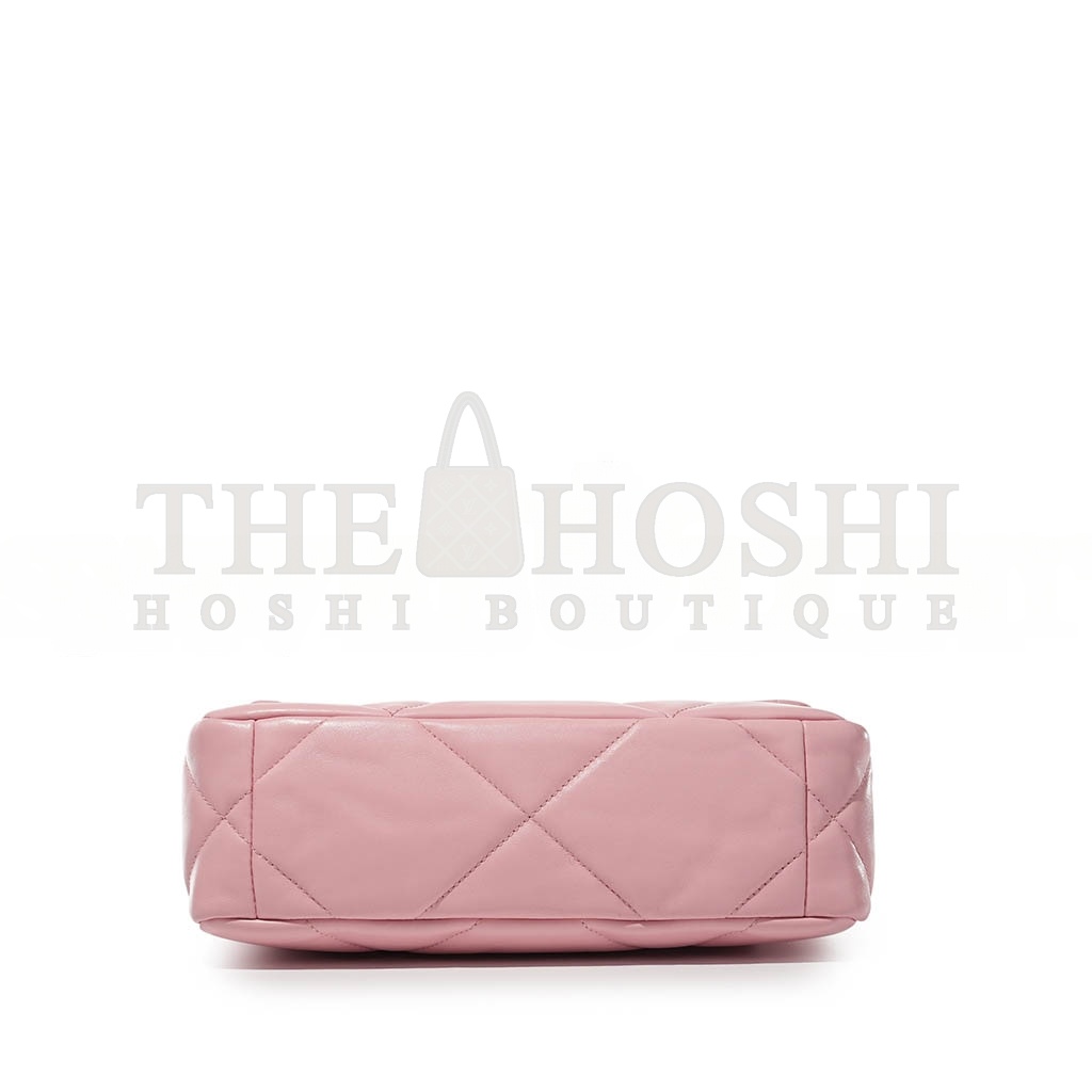 Ch**el BABY PINK QUILTED LAMBSKIN 19 FLAP BAG PALE GOLD AND RUTHENIUM HARDWARE AS1160 (26*16*9cm) Master Quality