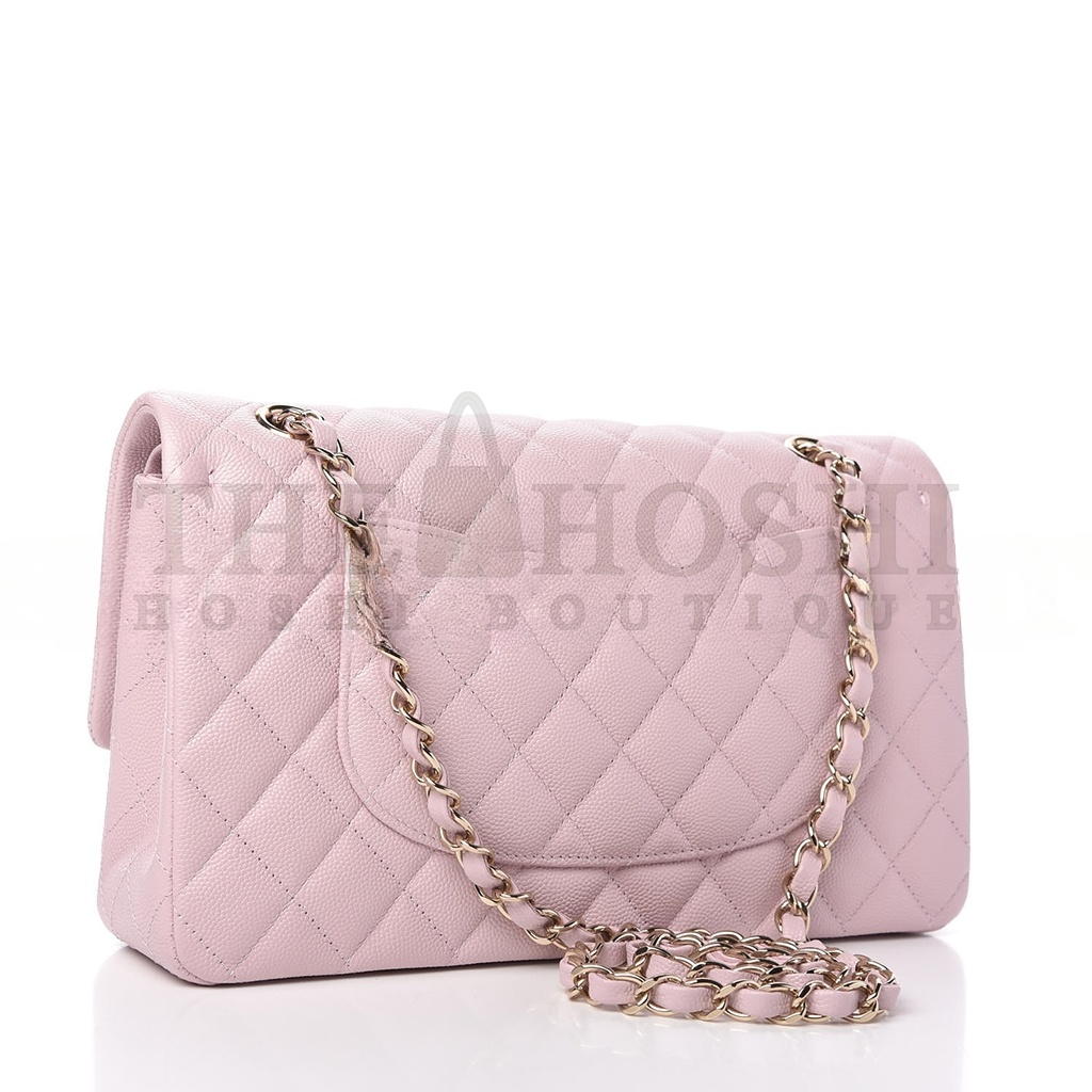 Ch**el CAVIAR QUILTED MEDIUM DOUBLE FLAP LIGHT PINK (25.5*14*6.5cm) Master Quality
