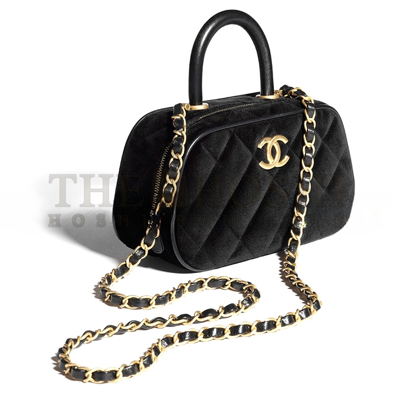 Ch**el MINI BOWLING BAG VELVET AND CALFSKIN AS5572 (20*11.5*8.5cm) Master Quality