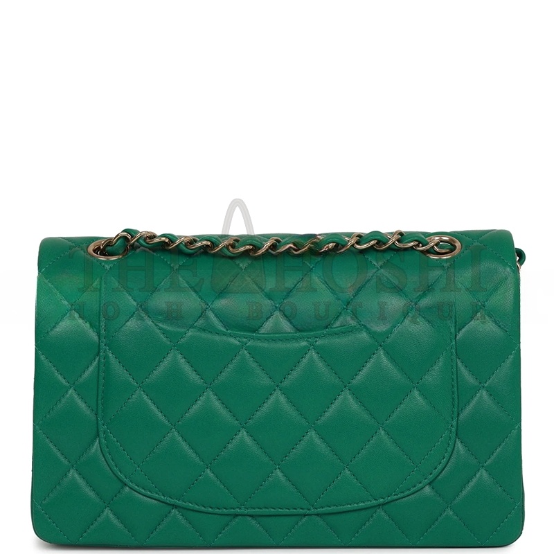 Ch**el SMALL CLASSIC DOUBLE FLAP BAG GREEN LAMBSKIN LIGHT GOLD HARDWARE 5961425 (23*13*6cm) Master Quality