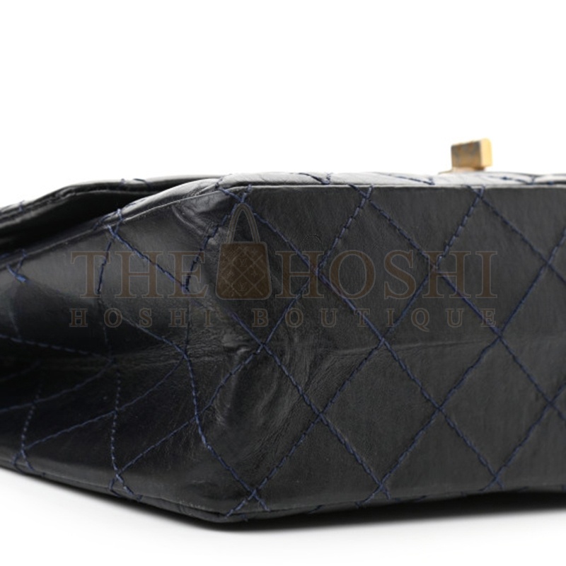 Ch**el AGED CALFSKIN 2.55 FLAP NAVY BULE 1002148 (28*19*9cm) Master Quality