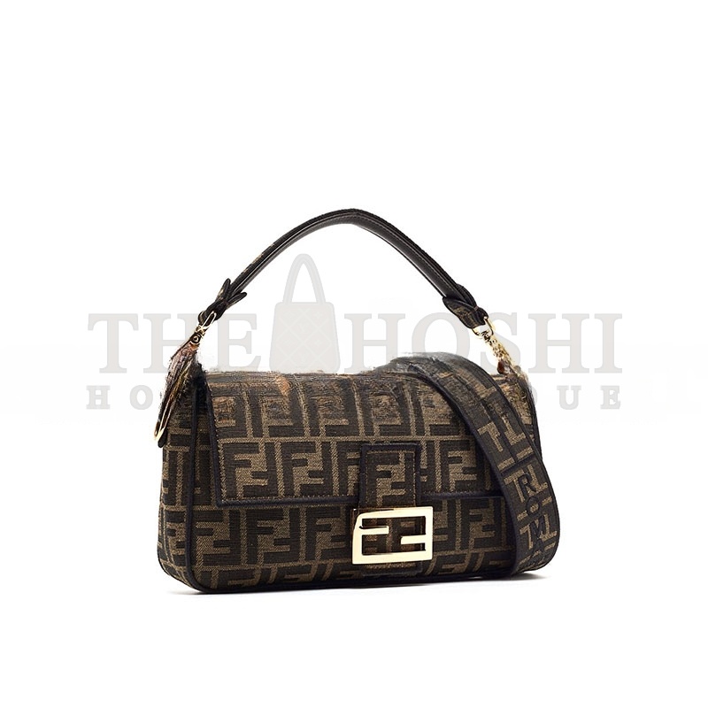 F**di TOBACCO ZUCCA JACQUARD CANVAS MEDIUM BAGUETTE BAG (27*15*6cm) Master Quality