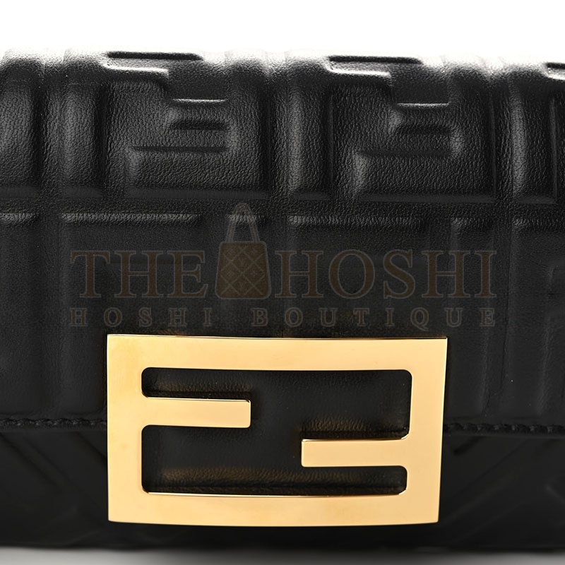 F**di NAPPA FF 1974 EMBOSSED PHONE BAGUETTE BLACK (18.5*10*2.5cm) Master Quality