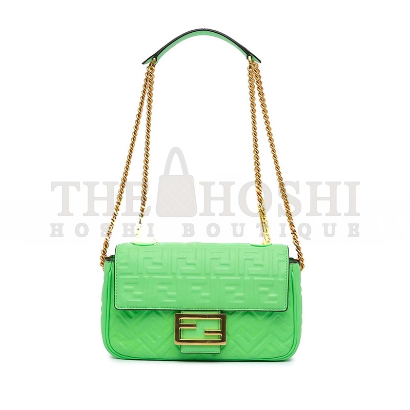 F**di ZUCCA EMBOSSED LEATHER CHAIN MIDI BAGUETTE (23*13*6cm) Master Quality