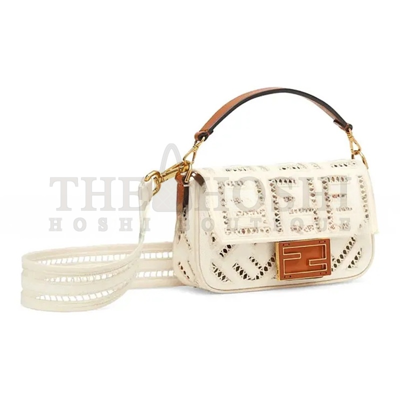 F**di BAGUETTE FF HOLLOW EMBROIDERY MINI SHOULDER CROSSBODY BAG 8BS017AF2VF1DSV (21*10*5cm) Master Quality