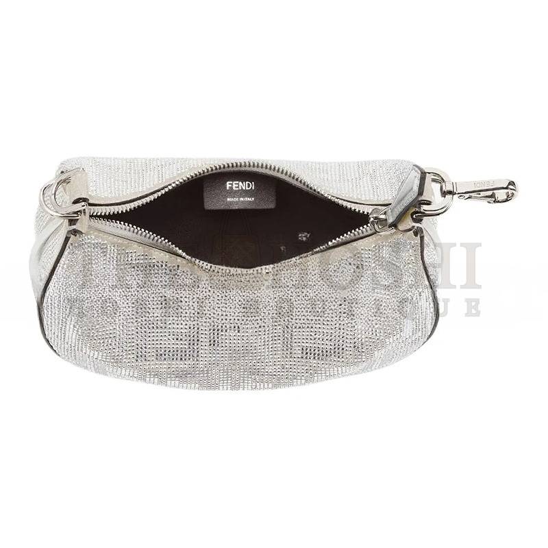 F**di F**diGRAPHY MINI SILVER CRYSTAL FF PATTERN LEATHER HANDBAG 8BS081APKFF1MZK (16.5*14*5cm) Master Quality