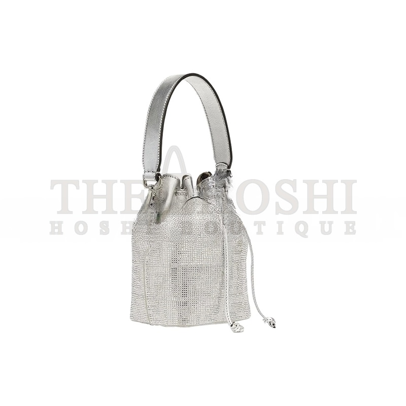 F**di LEATHER BAG WITH CRYSTAL FF MOTIF IN WHITE 8BS010APKFF1JSU (18*12*10m) Master Quality