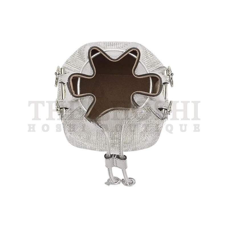 F**di LEATHER BAG WITH CRYSTAL FF MOTIF IN WHITE 8BS010APKFF1JSU (18*12*10m) Master Quality