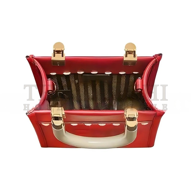 F**di VITELLO KING PLEXIGLASS MINI F**di SUNSHINE SHOPPER TOTE FUOCO 8BS051AHNVF0XVW (18*13*6.5cm) Master Quality