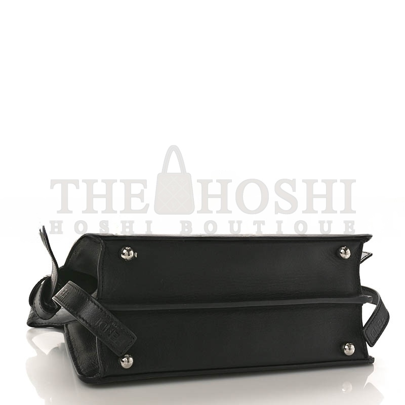 F**di VITELLO SETA SHINY NAPPA LOGO EMBOSSED LACES SMALL PEEKABOO I SEE U SATCHEL BLACK (27*20*11cm) Master Quality