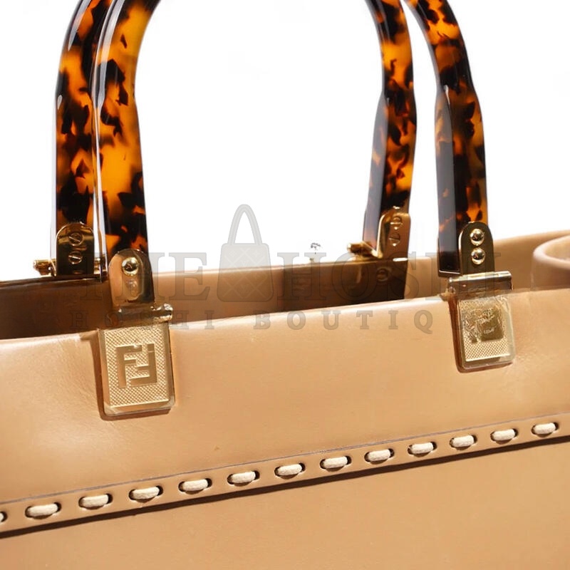 F**di BEIGE LEATHER AND PYTHON MEDIUM SUNSHINE SHOPPER TOTE  (36*31*12cm) Master Quality