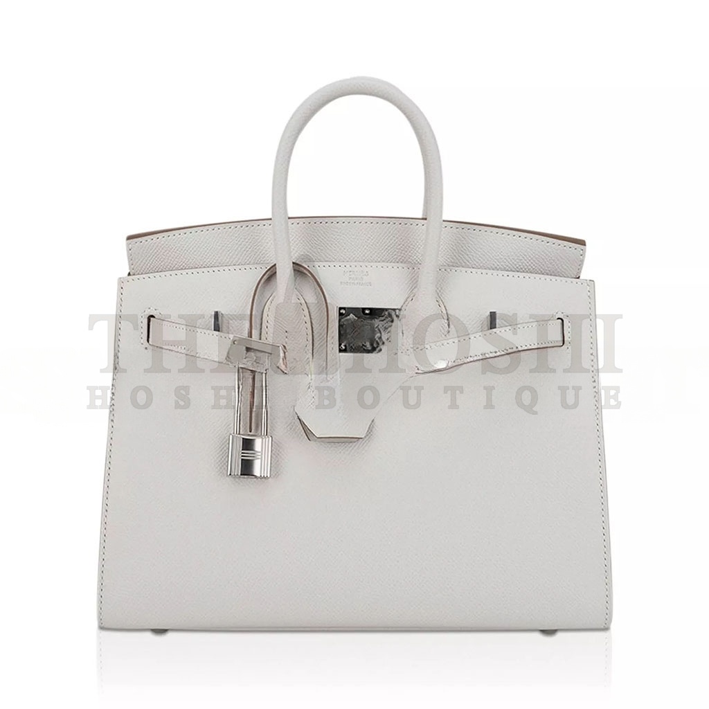 H**me5 BIRKIN 35 EPSOM LEATHER PEARL GREY SILVER BUCKLE LUXURY BAG 205239520901 (35*28*18cm) Master Quality