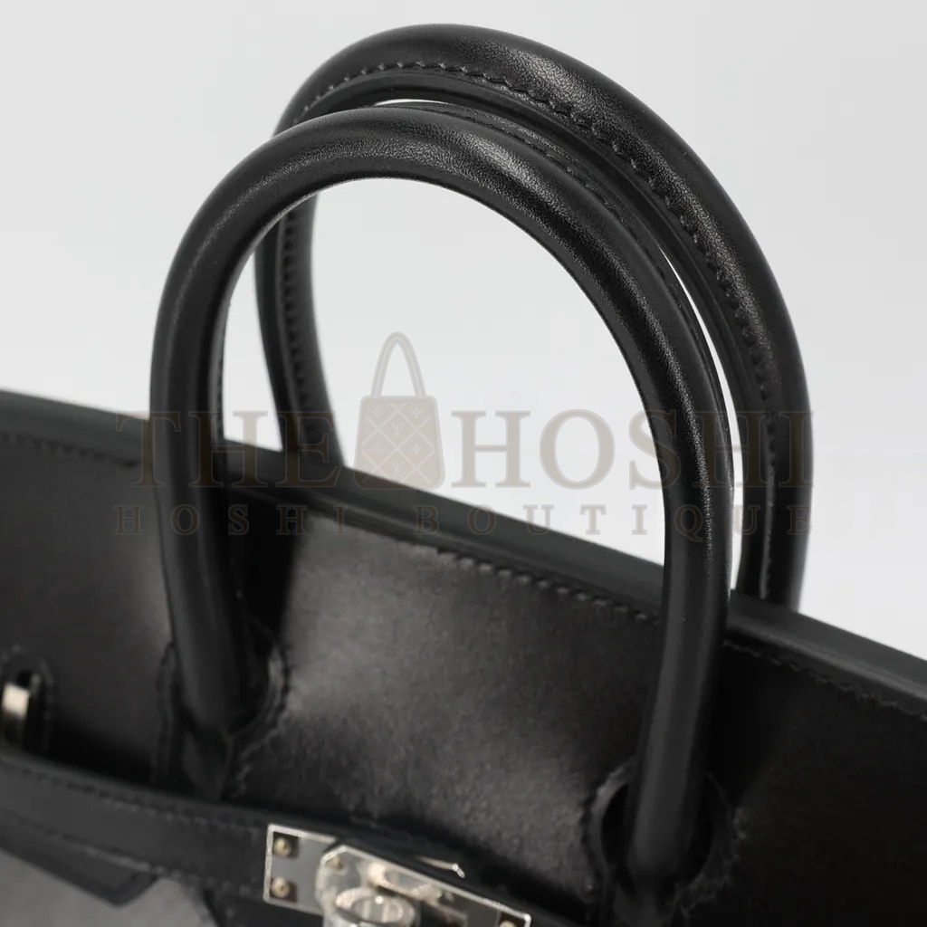 H**me5 BIRKIN 25 BOX LEATHER BLACK SILVER BUCKLE H029283CK86 (25*20*13cm) Master Quality