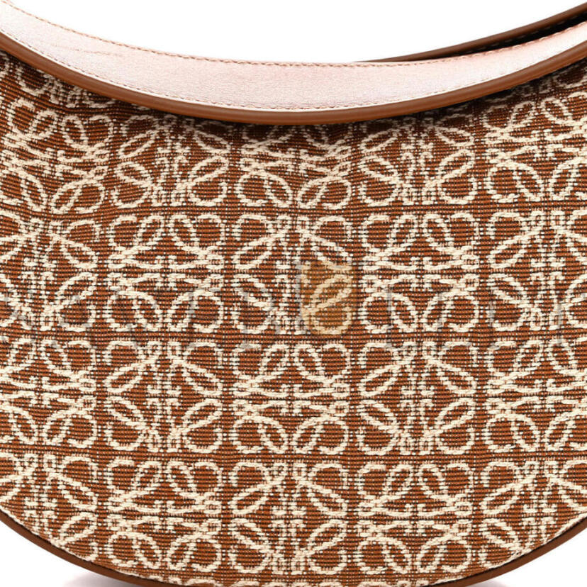 L0ew* JACQUARD ANAGRAM CALFSKIN SMALL LUNA BAG TAN PECAN (23*18*6cm) Master Quality