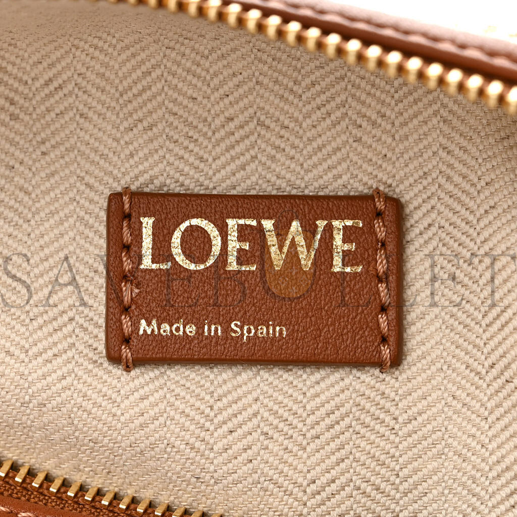 L0ew* JACQUARD ANAGRAM CALFSKIN SMALL CUBI BAG TAN PECAN (20*16*12cm) Master Quality