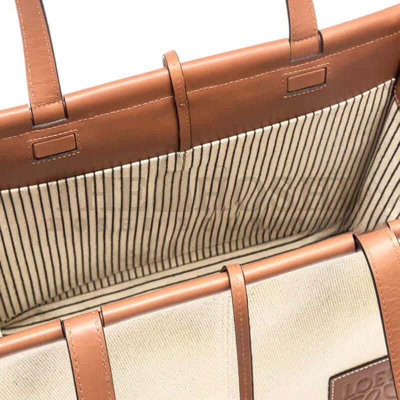 L0ew* CUSHION TOTE BAG IN CANVAS CALFSKIN 061920 (35*27*19cm) Master Quality