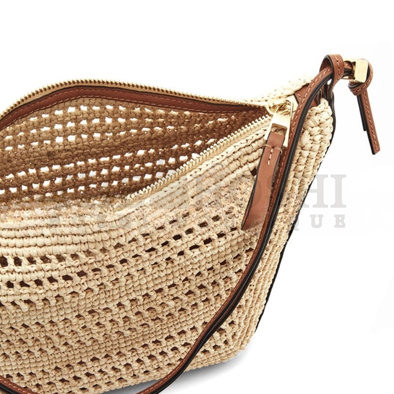L0ew* MINI HAMMOCK HOBO IN RAFFIA AND CALFSKIN A538G13X09-658 (28*17*9.5cm) Master Quality