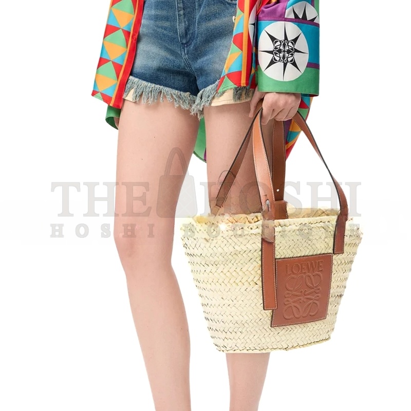 L0ew* BASKET IN PALM LEAF AND CALFSKIN A223S92XAX (40*36.5*16cm) Master Quality