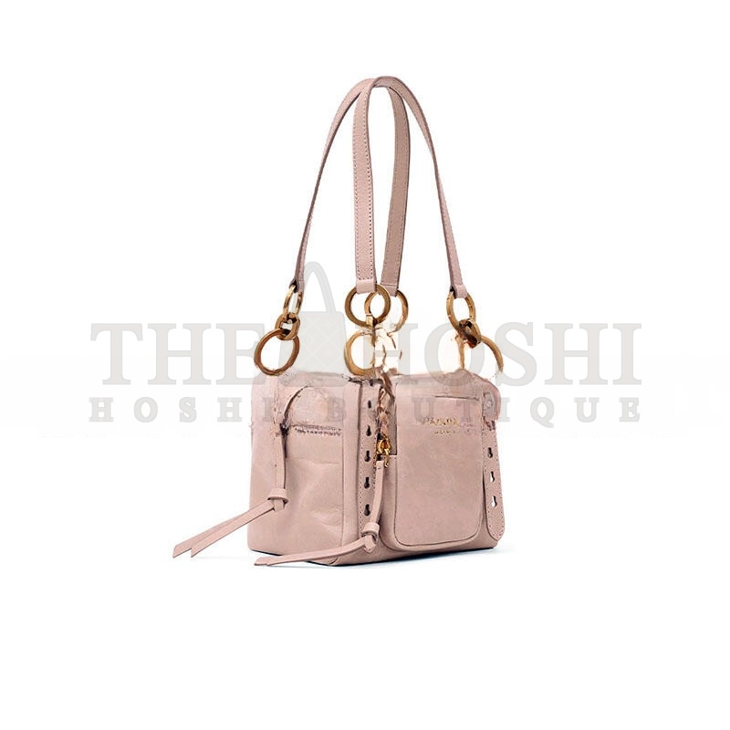 Pra*a DANGLE LEATHER TOP-HANDLE MINI-BAGPOWDER PINK  (14.5*14*13.5cm) Master Quality
