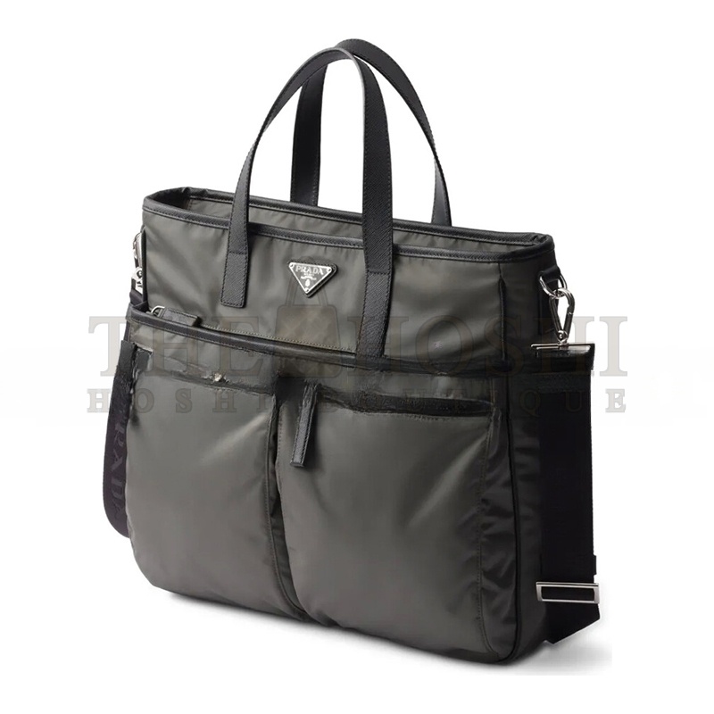 Pra*a RE-NYLON AND SAFFIANO LEATHER TOTE BAG 2VG860 (36*34*8cm) Master Quality