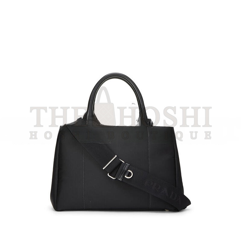 Pra*a BLACK TESSUTO NYLON CONVERTIBLE HANDBAG 1BG364 (28*20*15cm) Master Quality