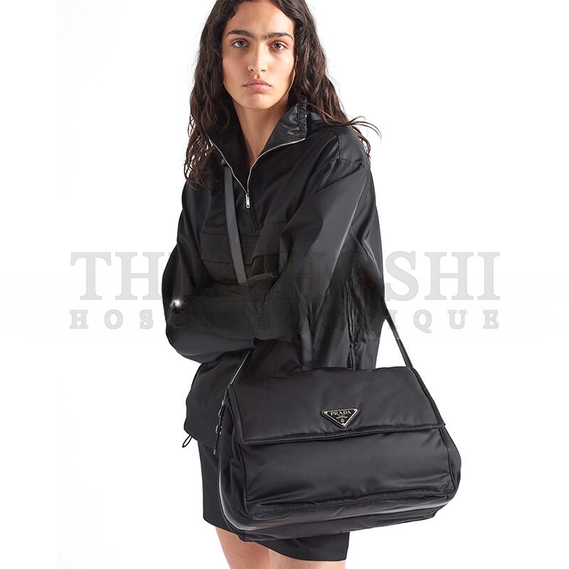Pra*a LARGE STUFFED RE-NYLON SHOULDER BAG 1BD256 (36*28*14cm) Master Quality