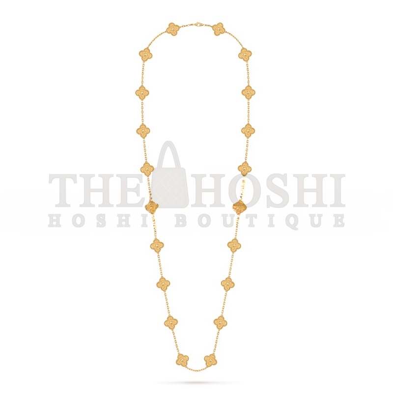V*n Cl**f ARPELS VINTAGE ALHAMBRA LONG NECKLACE, 20 FOUR-LEAF LUCKY TOTEMS VCARO1IC00 Master Quality