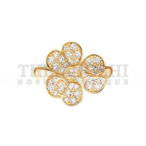 V*n Cl**f ARPELS FRIVOLE RING, 1 FLOWER, SMALL MODEL - YELLOW GOLD, D1am0nd  VCARP2V000 Master Quality