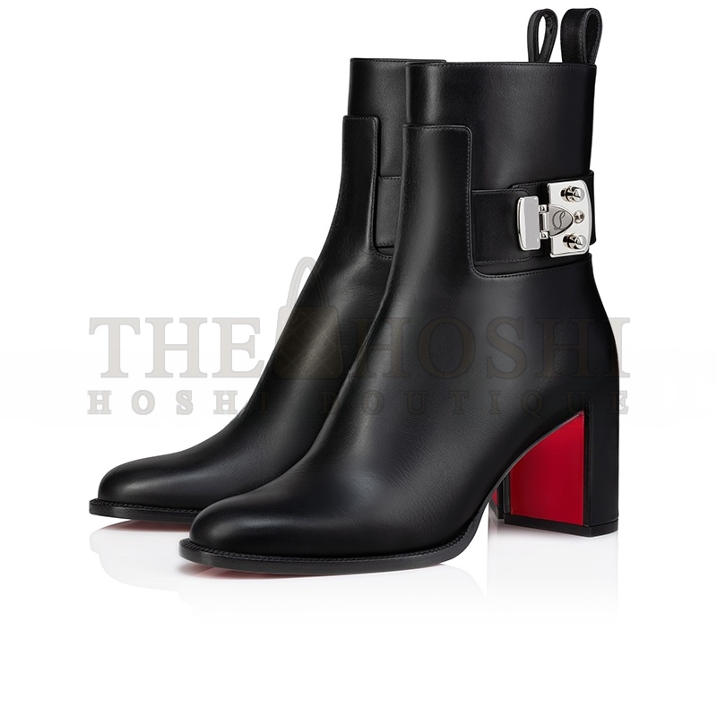 Chr1st1an LOUBOUTIN BOOTY LOCK 70 MM LOW BOOTS-CALF LEATHER-BLACK-WOMEN 1250114BK01 Master Quality