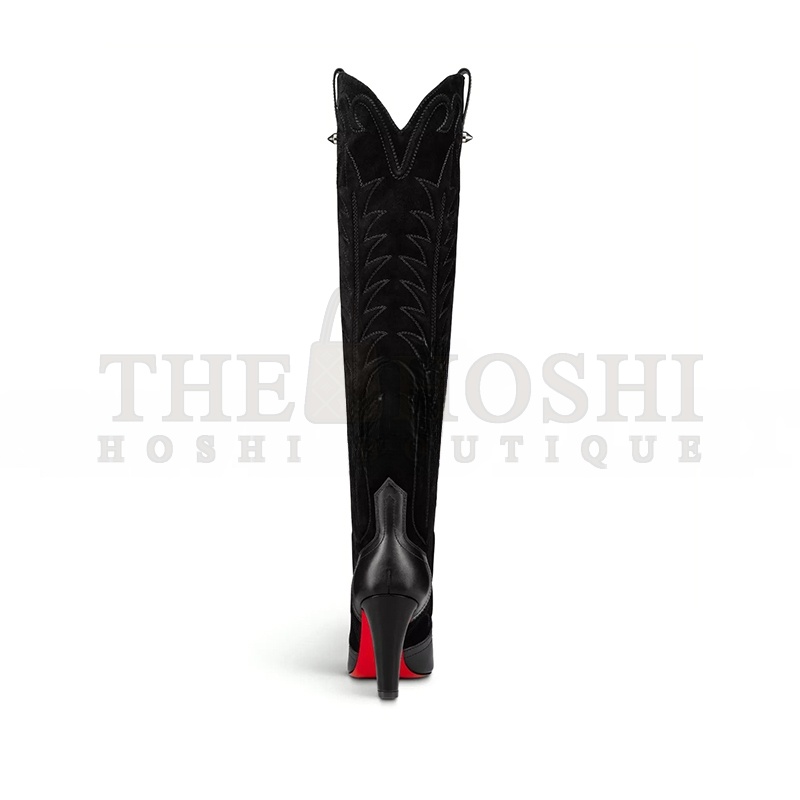 Chr1st1an LOUBOUTIN SANITA BOTTA 85 LEATHER AND SUEDE BOOTS Master Quality
