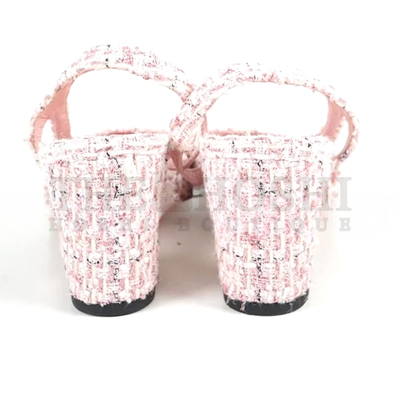 Ch**el PINK AND BLACK TWEED AND GROSGRAIN-LINED PUMPS WS5312 Master Quality