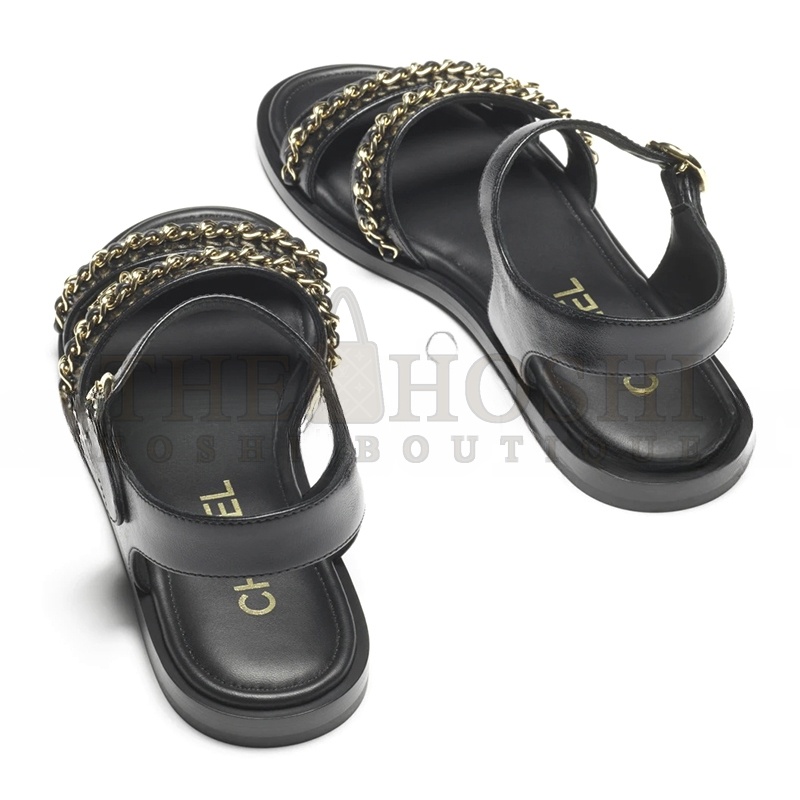 Ch**el SANDALS CALFSKIN BLACK G46801 Master Quality